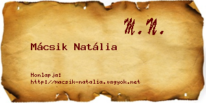 Mácsik Natália névjegykártya